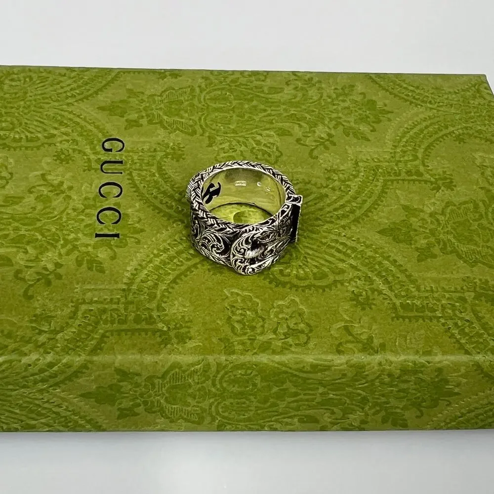 NIB Gucci Sterling Silver Garden Ring Size 10 - Picture 8 of 14